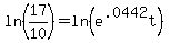 ln%2817%2F10%29=ln%28e%5E.0442t%29