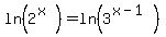 ln%282%5E%28x%29%29+=+ln%283%5E%28x-1%29%29