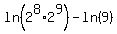 ln%282%5E8%2A2%5E9%29-ln%289%29