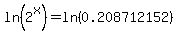 ln%282%5Ex%29+=+ln%280.208712152%29