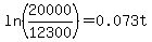 ln%2820000%2F12300%29+=+0.073t
