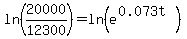 ln%2820000%2F12300%29+=+ln%28e%5E%280.073t%29%29
