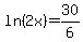 ln%282x%29=30%2F6