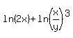 ln%282x%29+%2B+ln%28x%2Fy%29%5E3