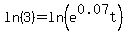 ln%283%29+=ln%28+e%5E0.07t%29
