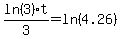 ln%283%29t%2F3=ln%284.26%29