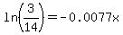 ln%283%2F14%29+=+-0.0077x