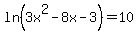 ln%283x%5E2-8x-3%29+=+10