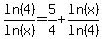 \"ln%284%29%2Fln%28x%29+=+5%2F4+%2B+ln%28x%29%2Fln%284%29\"
