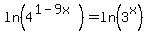 ln%284%5E%281-9x%29%29=ln%283%5Ex%29