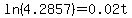 ln%284.2857%29=0.02t