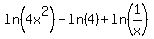ln%284x%5E2%29+-+ln%284%29+%2B+ln%281%2Fx%29