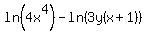 ln%284x%5E4%29-ln%283y%28x%2B1%29%29