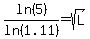ln%285%29%2Fln%281.11%29+=+sqrt%28L%29