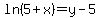 ln%285%2Bx%29=+y-5+