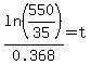 ln%28550%2F35%29%2F0.368+=+t