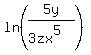 ln%285y%2F%283zx%5E5%29%29