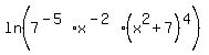 ln%287%5E%28-5%29x%5E%28-2%29%28x%5E2%2B7%29%5E4%29