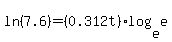 ln%287.6%29+=+%280.312t%29log%28e%2Ce%29
