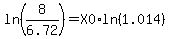 ln%288%2F6.72%29=X0%2Aln%281.014%29