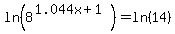 ln%288%5E%281.044x+%2B+1%29%29+=+ln%2814%29
