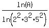 ln%28A%29%2Fln%282%5E2%2A3%5E2%2A5%5E2%29