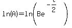 ln%28A%29=ln%28Be%5E%28-t%2F2%29%29