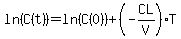 ln%28C%28t%29%29+=+ln%28C%280%29%29+%2B+%28-CL%2FV%29%2AT