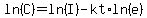 ln%28C%29=ln%28I%29-kt%2Aln%28e%29