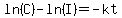 ln%28C%29-ln%28I%29=-kt