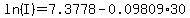 ln%28I%29=7.3778-0.09809%2A30