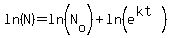 ln%28N%29=ln%28N%5Bo%5D%29%2Bln%28e%5E%28kt%29%29
