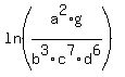 ln%28a%5E2%2Ag%2Fb%5E3c%5E7d%5E6%29