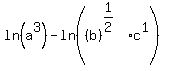 ln%28a%5E3%29+-+ln%28%28b%29%5E%281%2F2%29%5E%22%22%2Ac%5E1%29