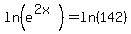 ln%28e%5E%282x%29%29+=+ln%28142%29
