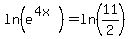 ln%28e%5E%284x%29%29++=+ln%2811%2F2%29