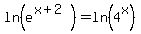 ln%28e%5E%28x+%2B+2%29%29+=+ln%284%5Ex%29