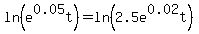 ln%28e%5E0.05t%29+=+ln%282.5e%5E0.02t%29