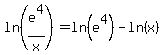ln%28e%5E4%2Fx%29=ln%28e%5E4%29-ln%28x%29