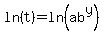 ln%28t%29=ln%28ab%5Ey%29