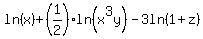 ln%28x%29%2B%281%2F2%29ln%28x%5E3y%29-3ln%281%2Bz%29