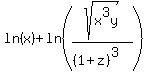 ln%28x%29%2Bln%28sqrt%28x%5E3y%29%2F%28%281%2Bz%29%5E3%29%29