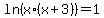 ln%28x%2A%28x+%2B+3%29%29+=+1
