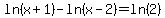 ln%28x%2B1%29-ln%28x-2%29=ln%282%29