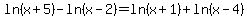 ln%28x%2B5%29-ln%28x-2%29=ln%28x%2B1%29%2Bln%28x-4%29
