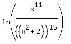 ln%28x%5E11%2F%28%28x%5E2+%2B+2%29%29%5E15%29%29
