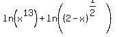 ln%28x%5E13%29%2Bln%28%282-x%29%5E%281%2F2%29%29