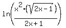 ln%28x%5E2%28sqrt%282x-1%29%29%2F%282x%2B1%29%29