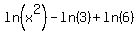 ln%28x%5E2%29-ln%283%29%2Bln%286%29