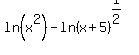ln%28x%5E2%29-ln%28x%2B5%29%5E%281%2F2%29